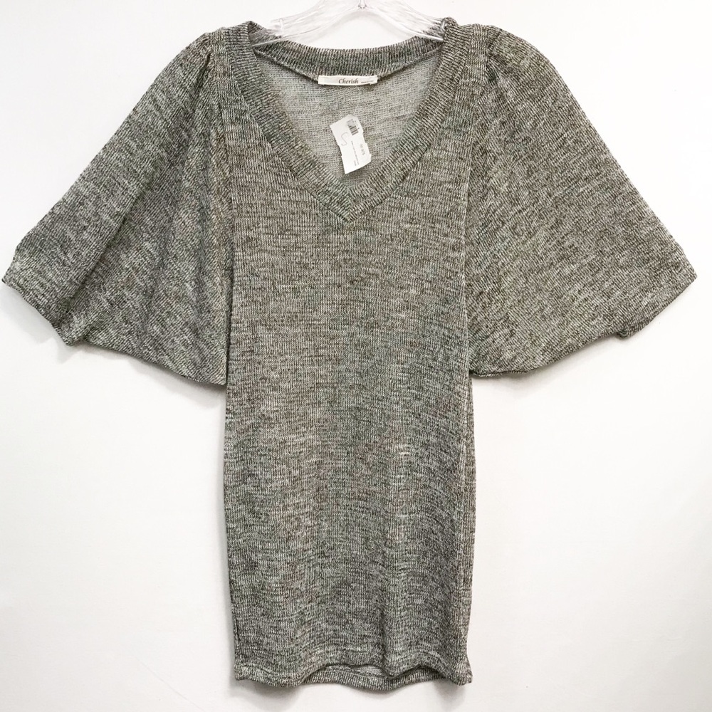 Cherish Sweater Womens‎ Size Small Short Sleeve Batwing Gold Sweater